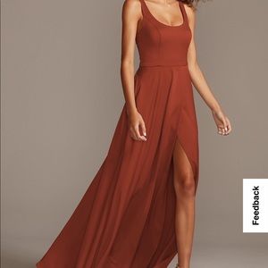 David’s Bridal Crepe-Back Satin Scoop Tank Bridesmaid Dress
